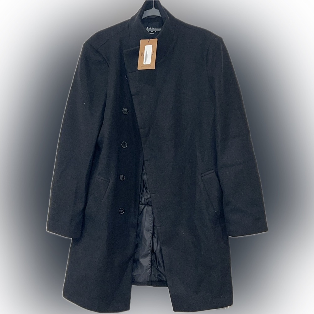 Brand New Funnel Neck Wool Look Men’s Overcoat. Black size: M